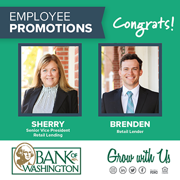 Employee Promotions - Sherry Wahle and Brenden Brinker