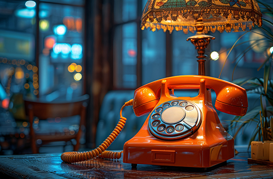 old fashioned phone in a modern setting