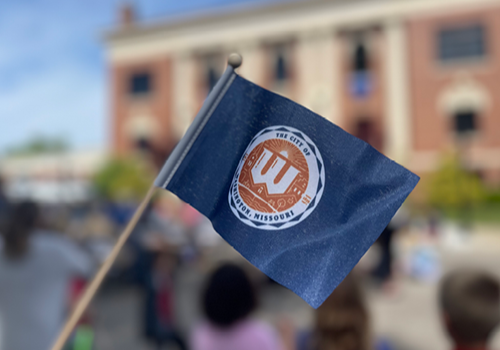 City of Washington flag in front of Washington City Hall