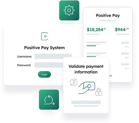 Positive pay system screens